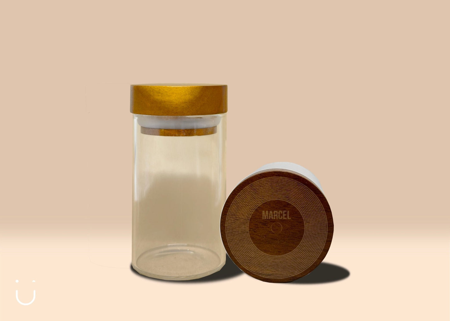 10x Glazen potje, acacia deksel met naam - Deugeniet - Doopsuiker diy