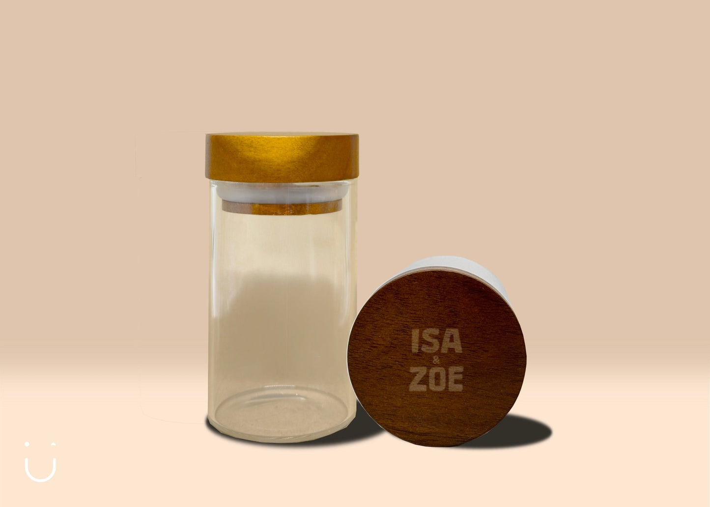 10x Glazen potje, acacia deksel met naam - Deugeniet - Doopsuiker diy