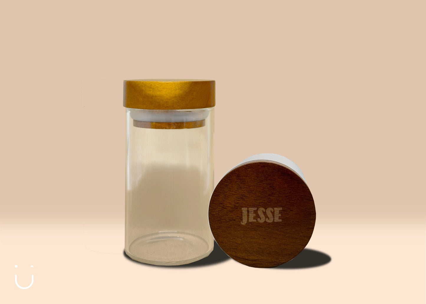 10x Glazen potje, acacia deksel met naam - Doopsuiker - Deugeniet - Doopsuiker diy