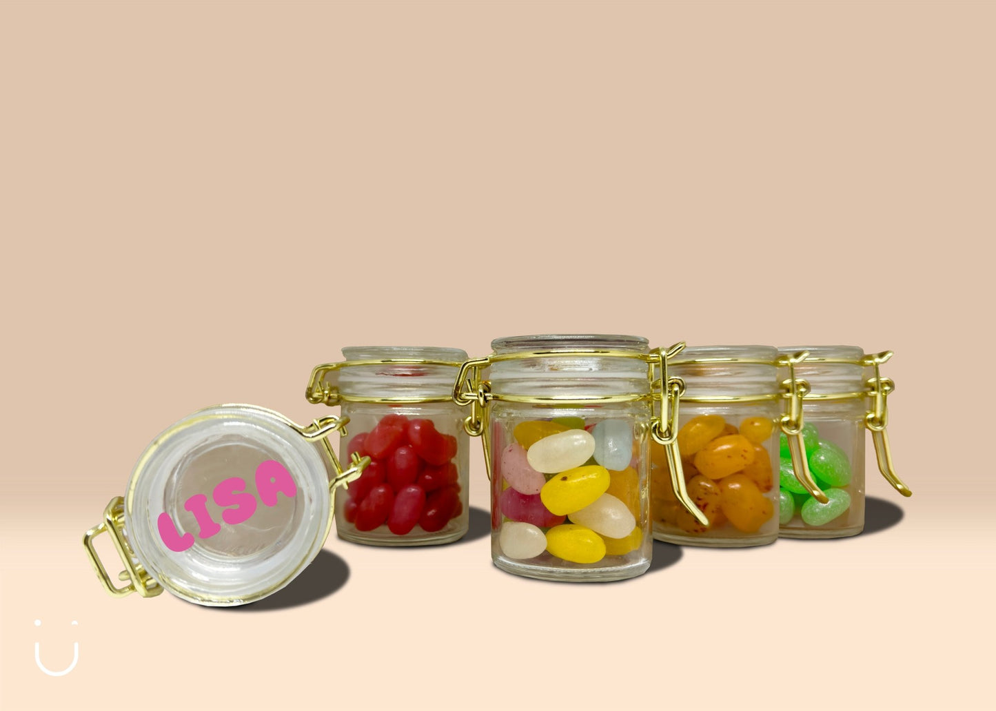 10x Glazen potje met jellybeans - Deugeniet - Doopsuiker diy