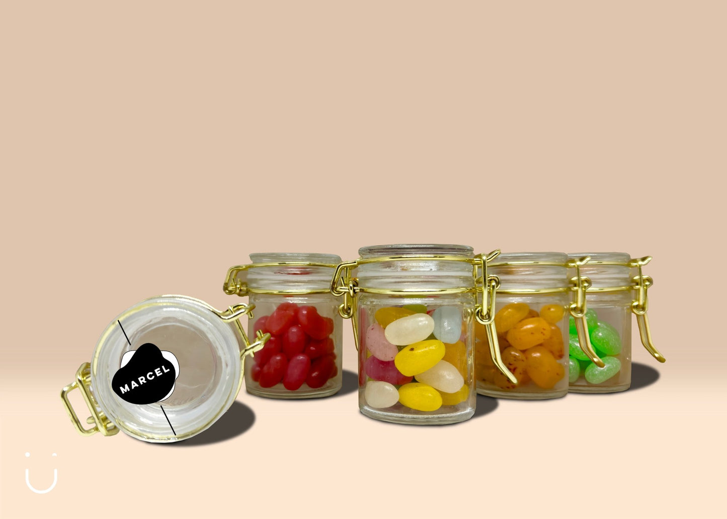 10x Glazen potje met jellybeans - Deugeniet - Doopsuiker diy