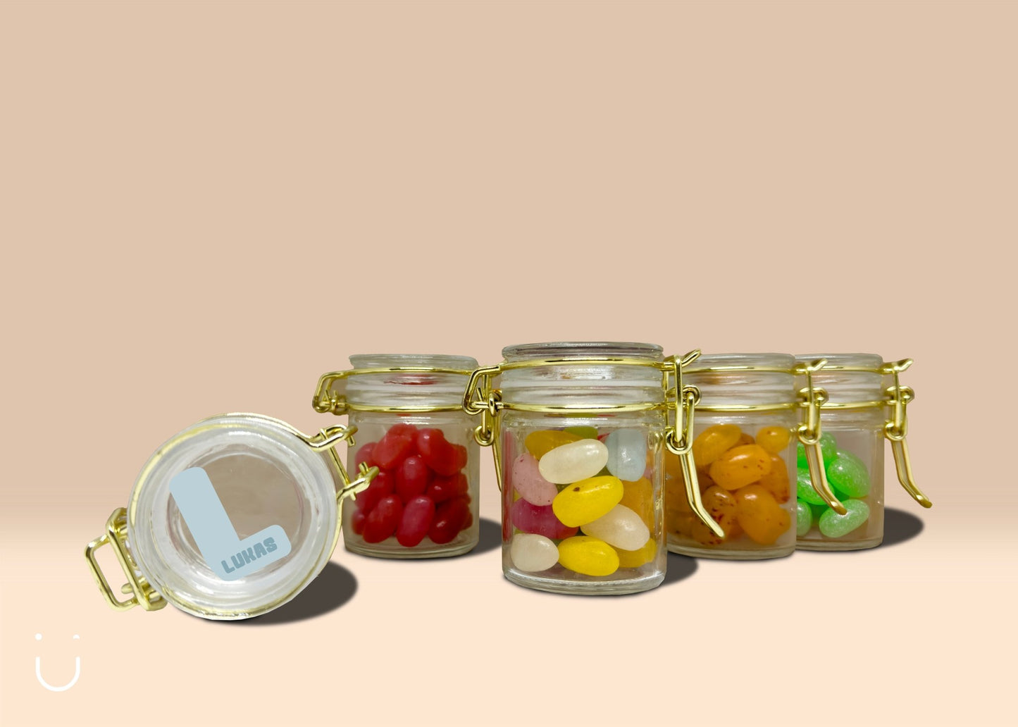 10x Glazen potje met jellybeans - Deugeniet - Doopsuiker diy