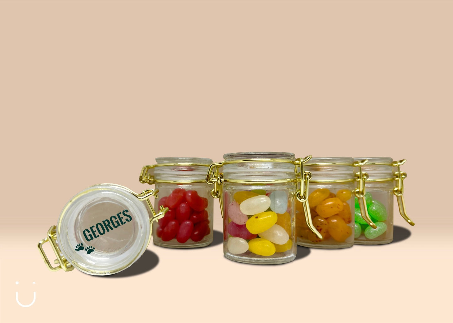 10x Glazen potje met jellybeans - Deugeniet - Doopsuiker diy