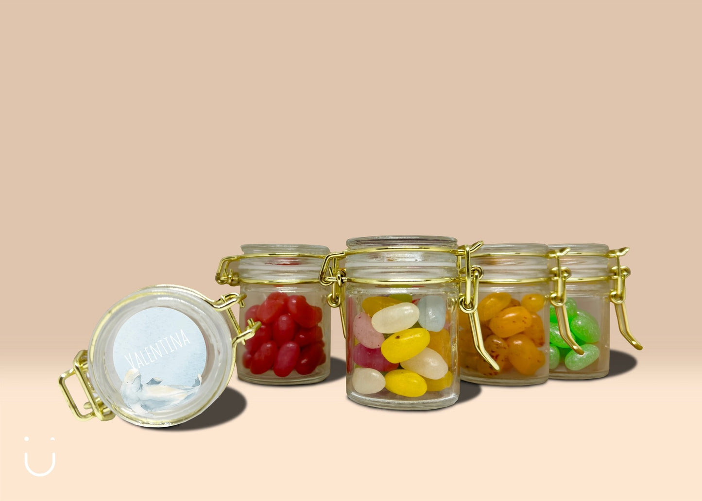 10x Glazen potje met jellybeans - Deugeniet - Doopsuiker diy