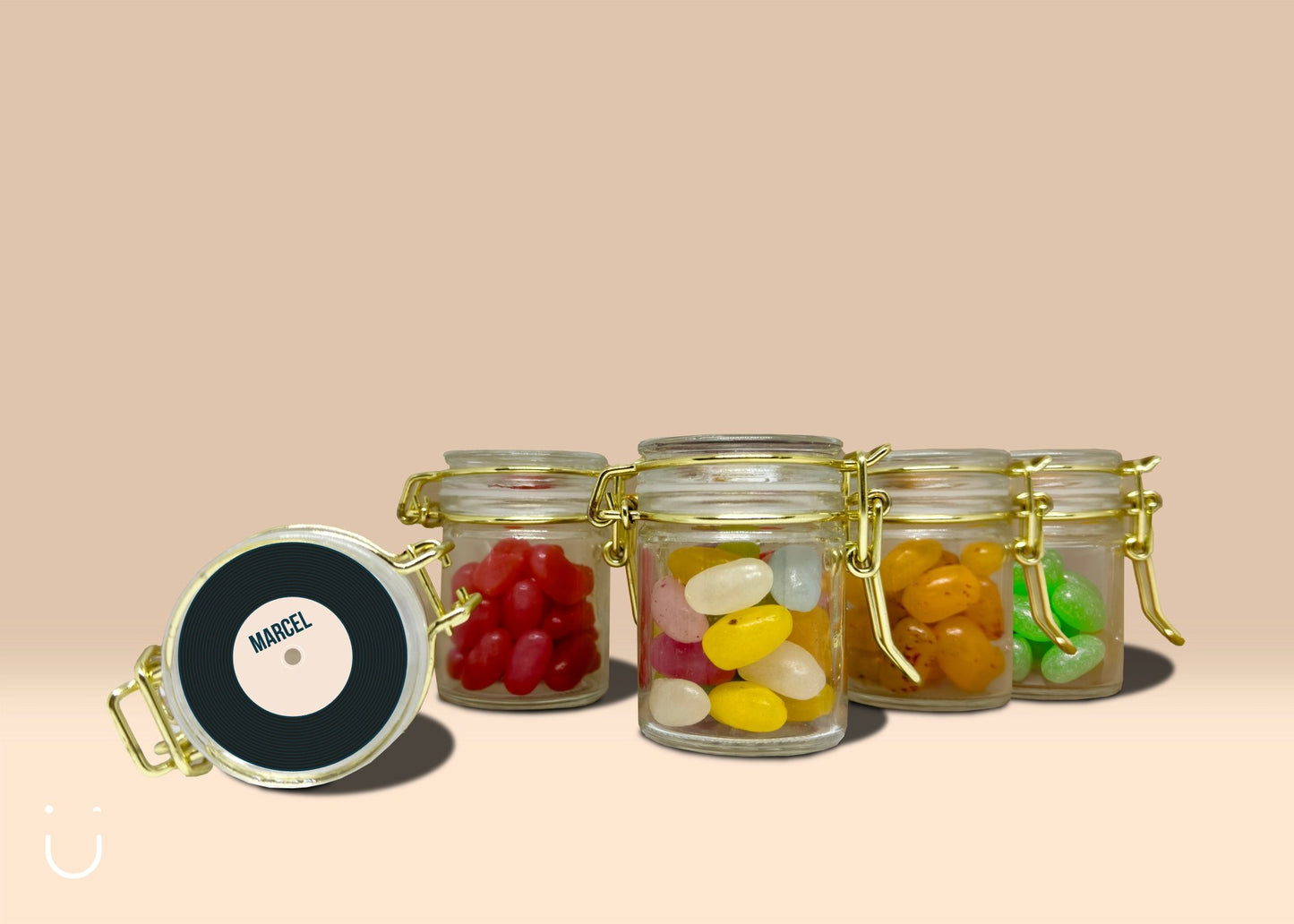 10x Glazen potje met jellybeans - Deugeniet - Doopsuiker diy