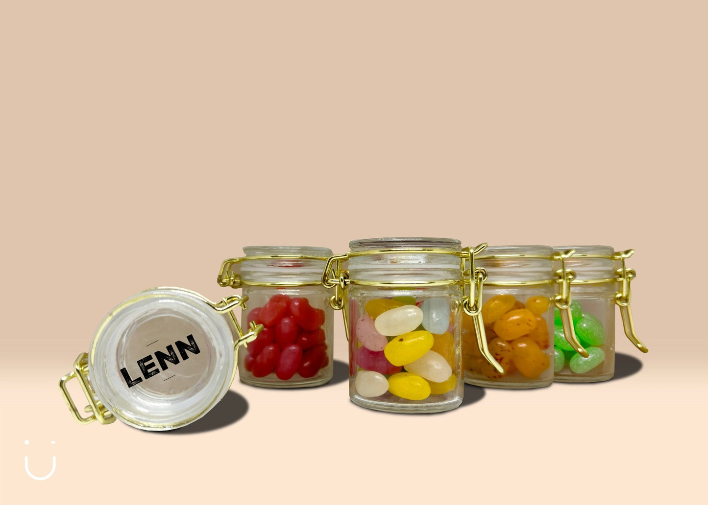 10x Glazen potje met jellybeans - Deugeniet - Doopsuiker diy