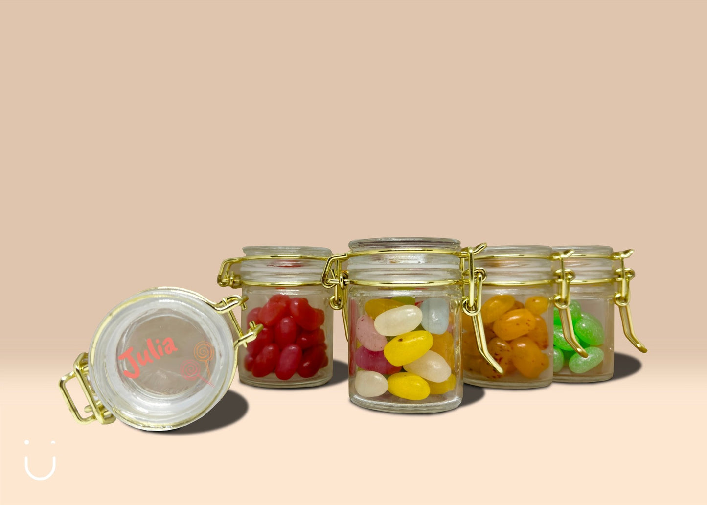 10x Glazen potje met jellybeans - Deugeniet - Doopsuiker diy