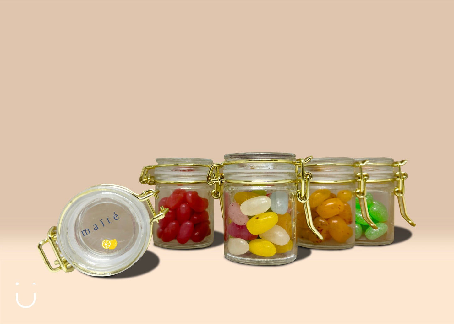 10x Glazen potje met jellybeans - Deugeniet - Doopsuiker diy
