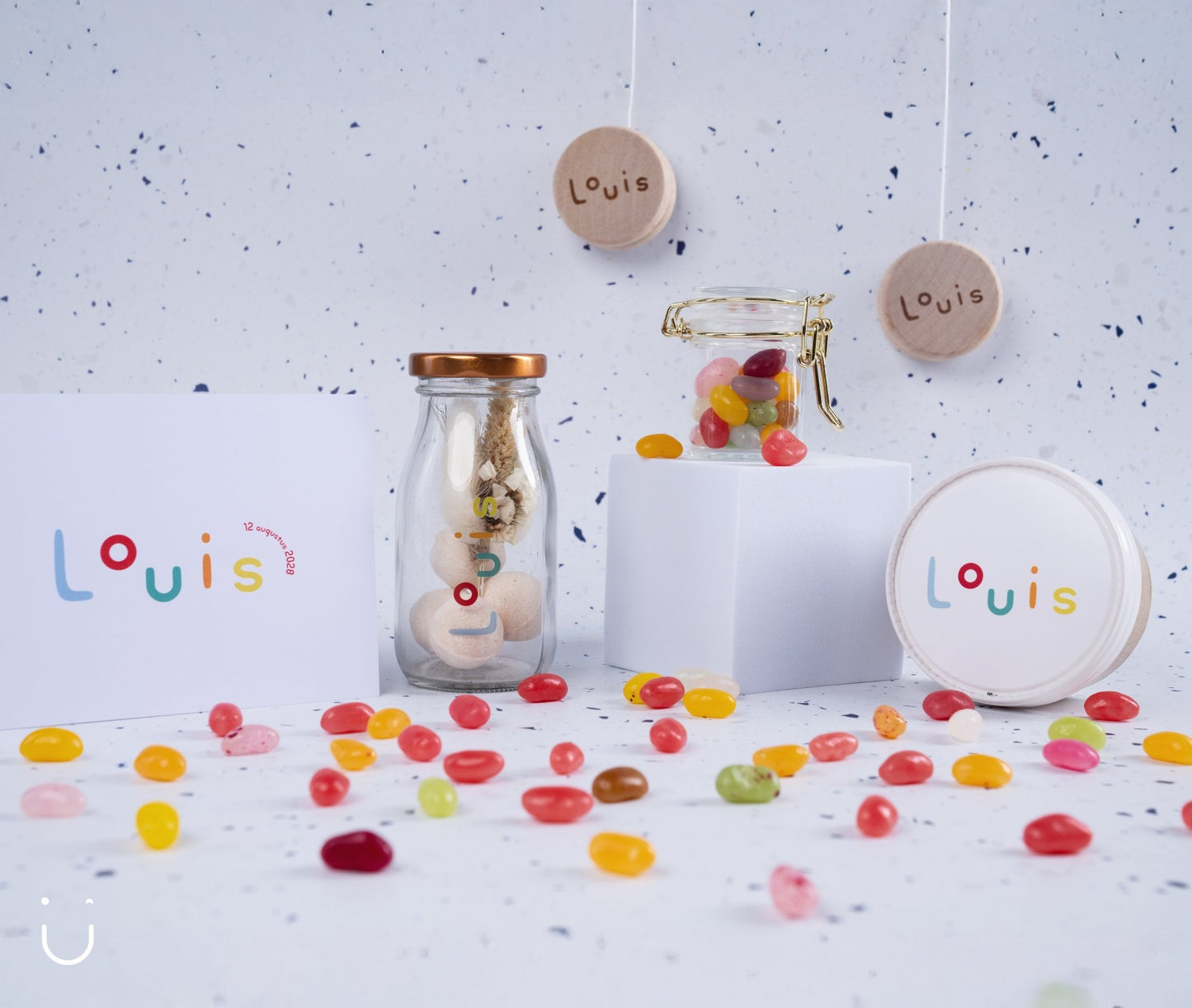 10x Glazen potje met jellybeans - Doopsuiker - Deugeniet - Doopsuiker diy