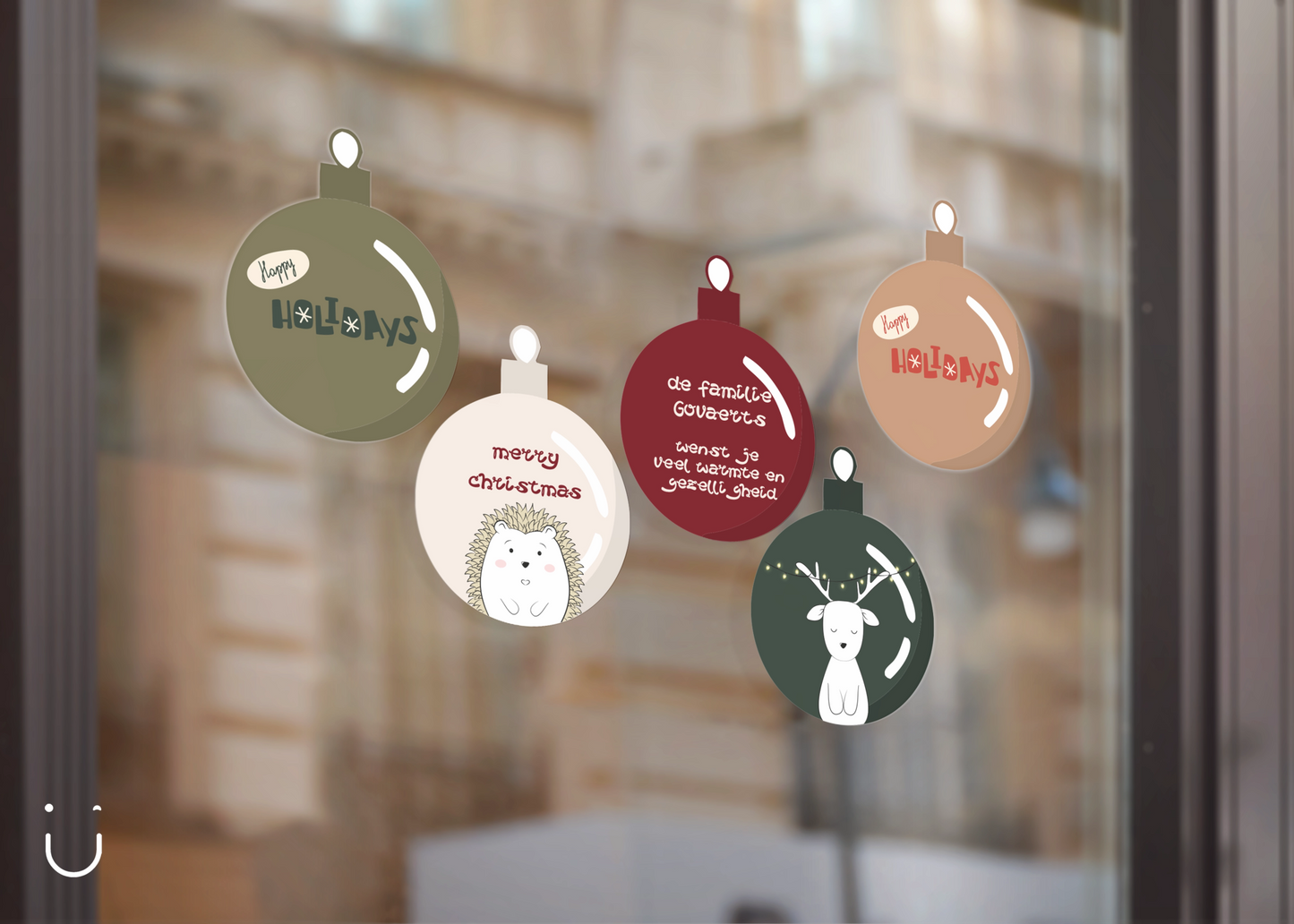 5 Kerst raamstickers - kerstballen - Deugeniet - Kerst decoratie