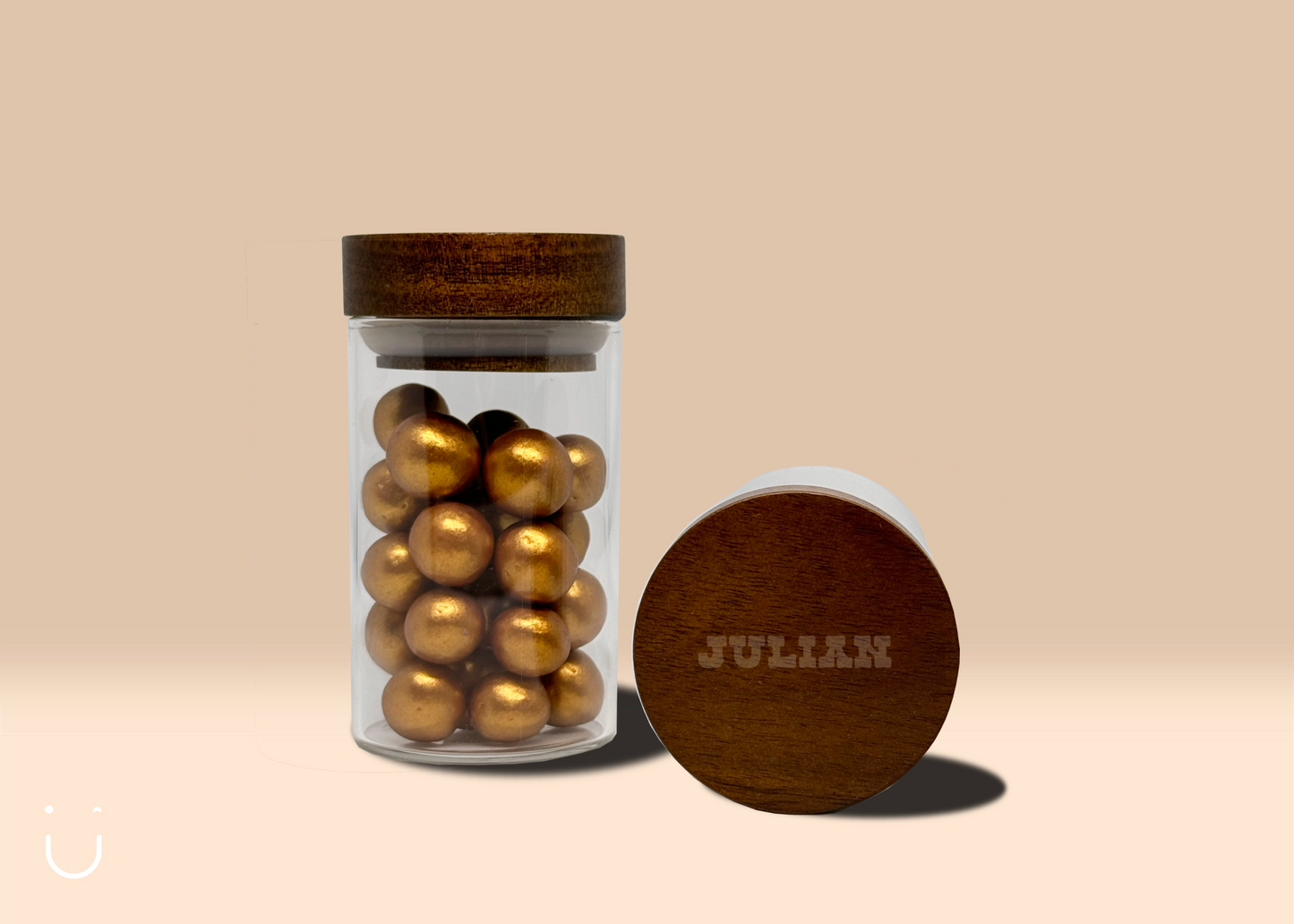 5x Glazen potje met gouden crispy balletjes - communie - Deugeniet - Communiebedankjes
