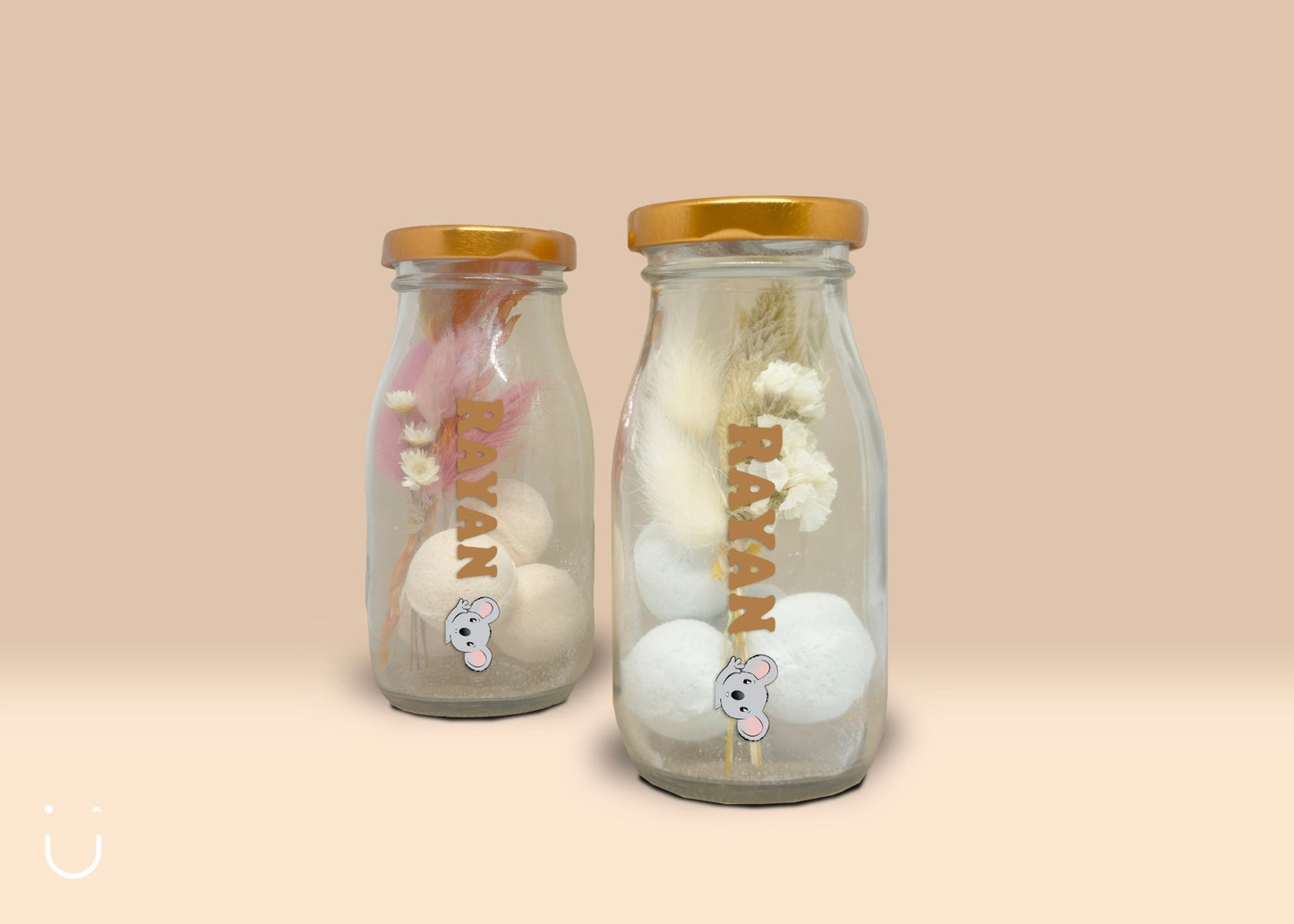 5x Melkflesje met 4 bruisballetjes - Deugeniet - Doopsuiker diy