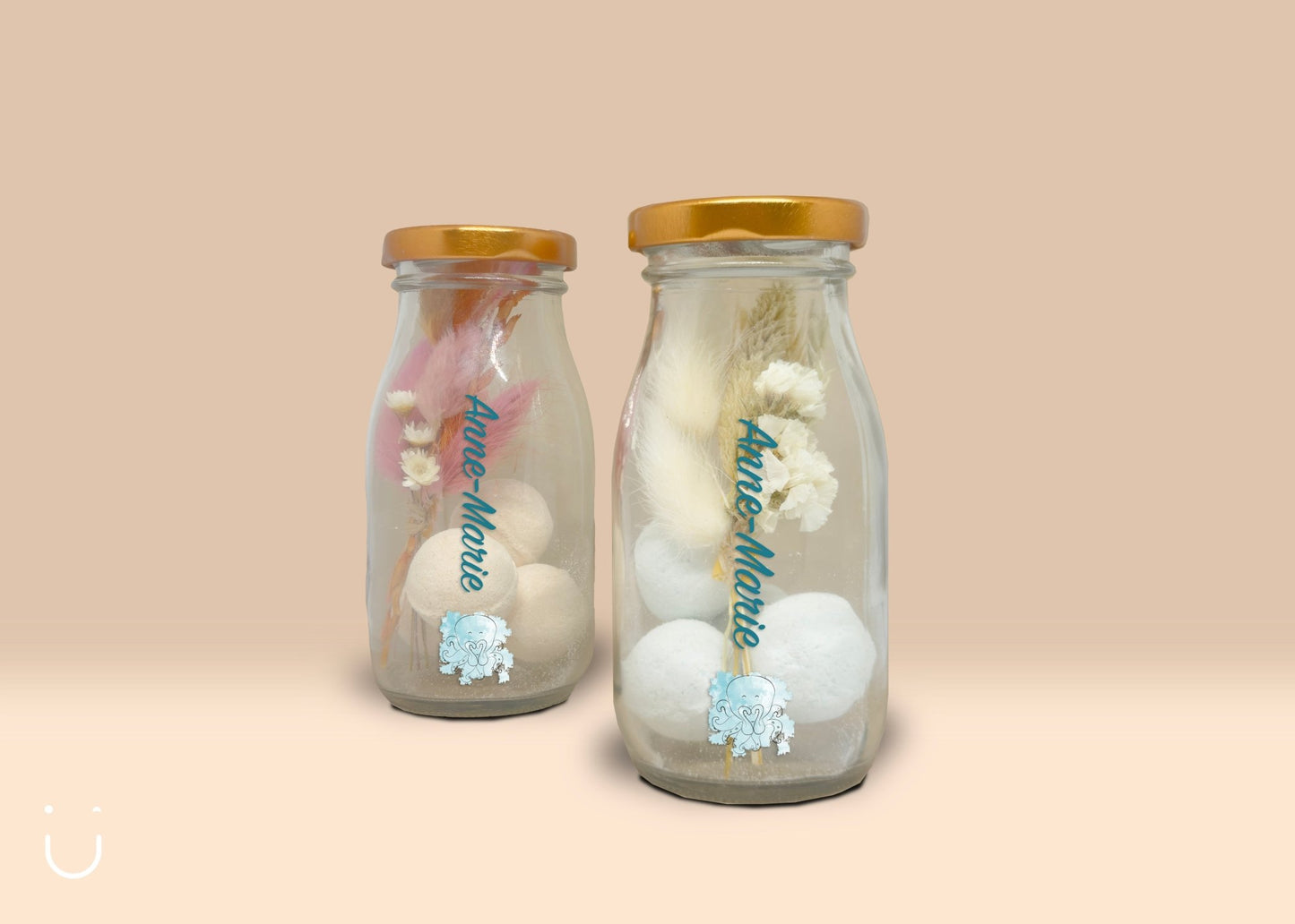 5x Melkflesje met 4 bruisballetjes - Deugeniet - Doopsuiker diy