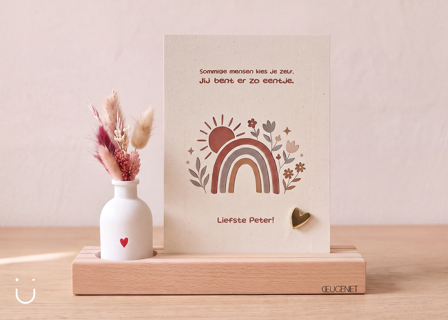 Cadeau voor je peter met droogbloemen – Regenboog