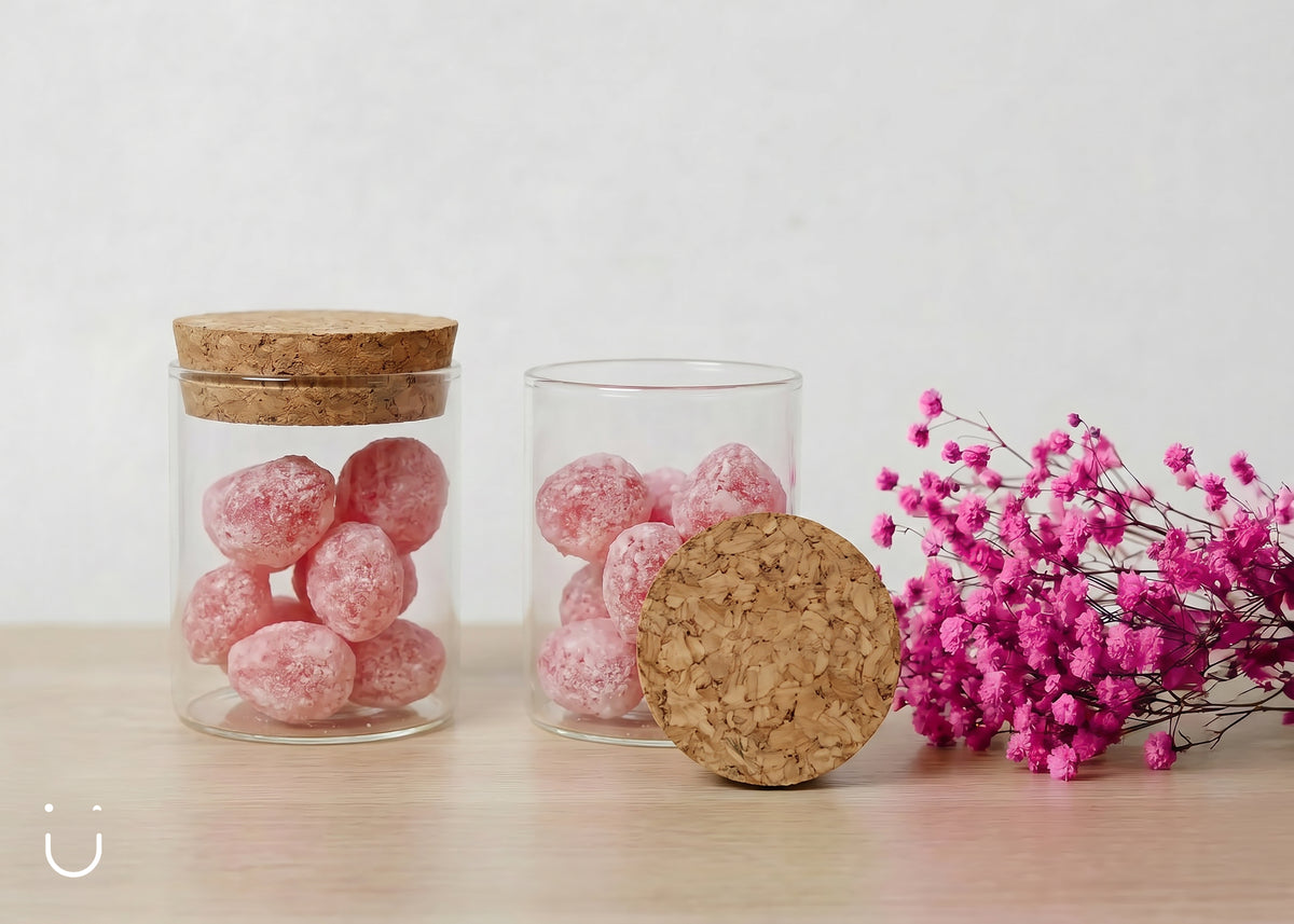 Glazen potje met smoelentrekkers - Doopsuiker