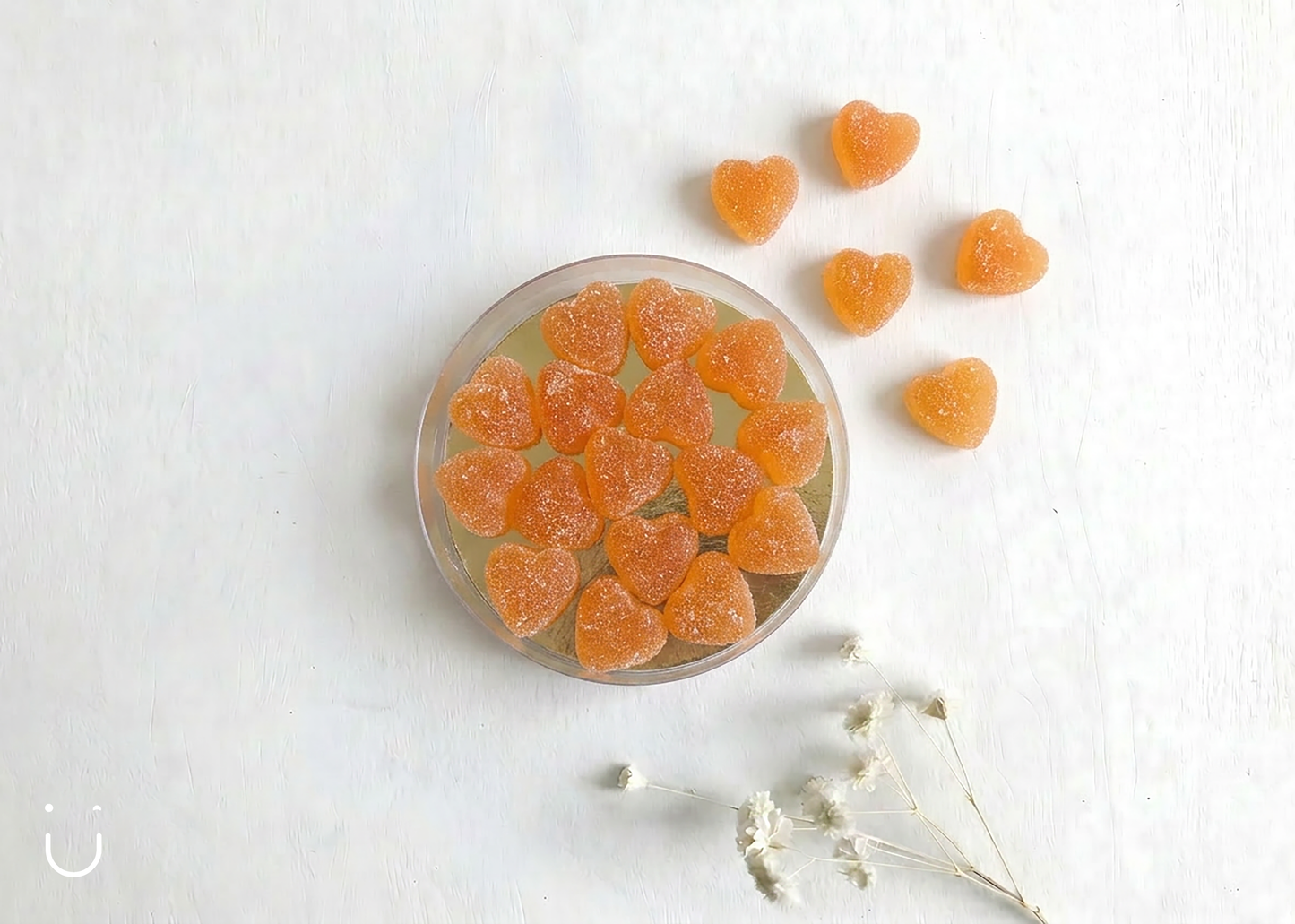 Mini hartjes snoepjes - Oranje - Doopsuiker