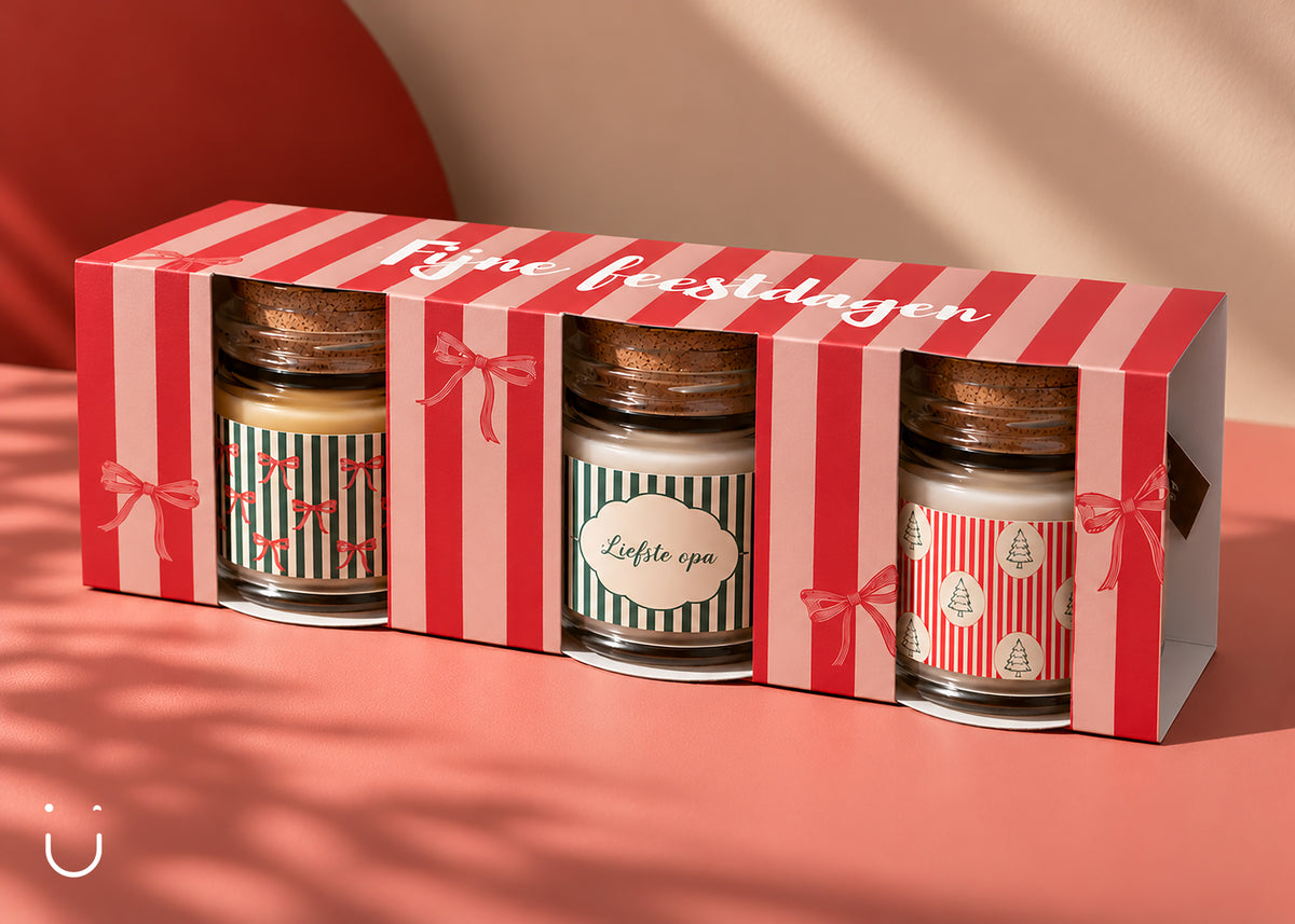 Cadeauset Fijne feestdagen - 3 geurkaarsjes - Liefste opa