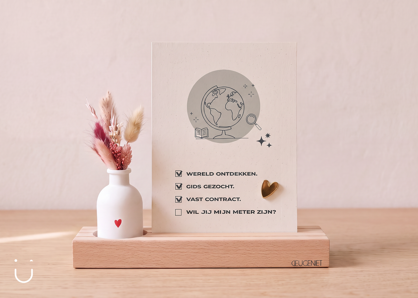Meter vragen cadeau met droogbloemen – Ontdekkingsreiziger