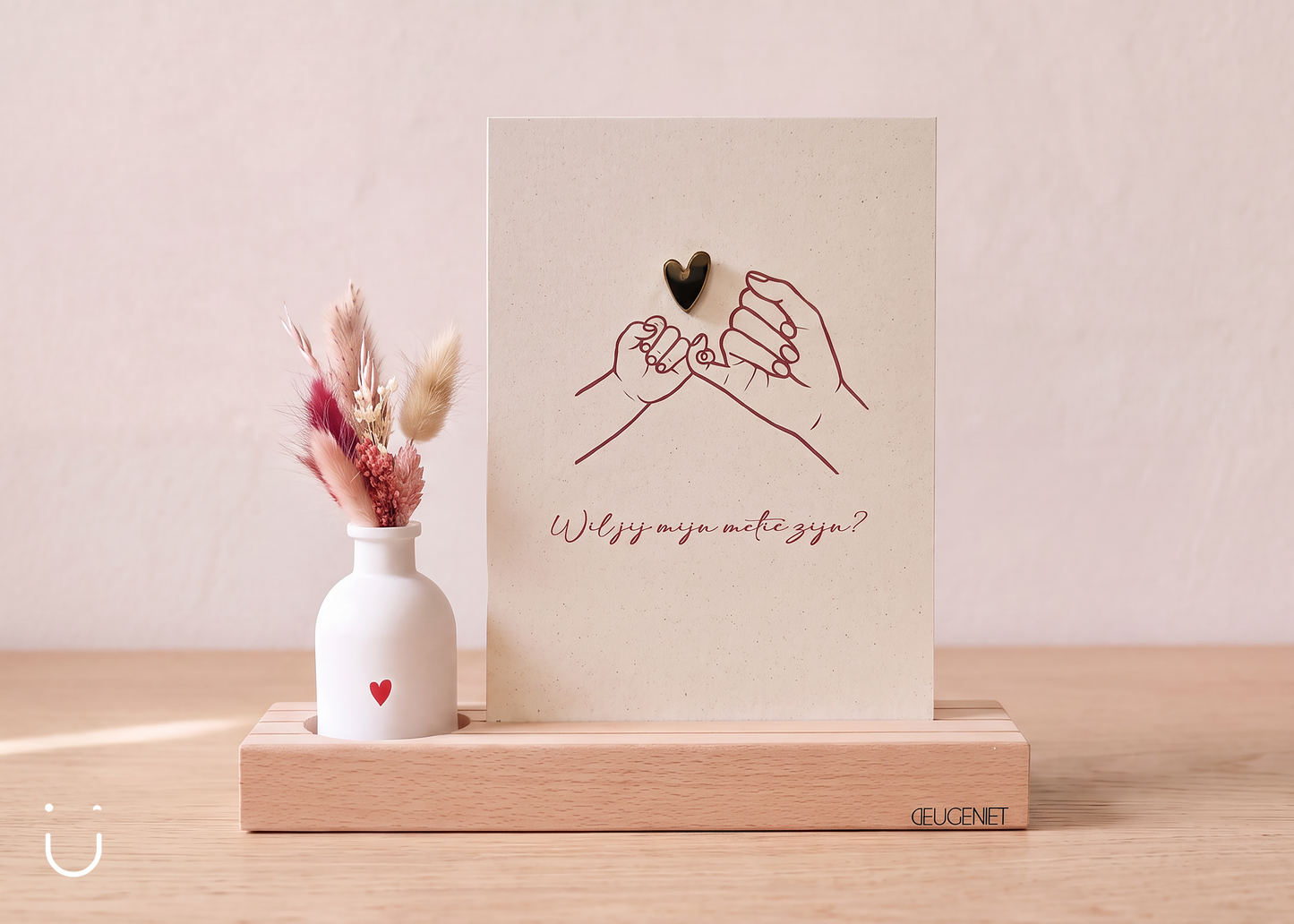 Metie vragen cadeau met droogbloemen – Pinky promise