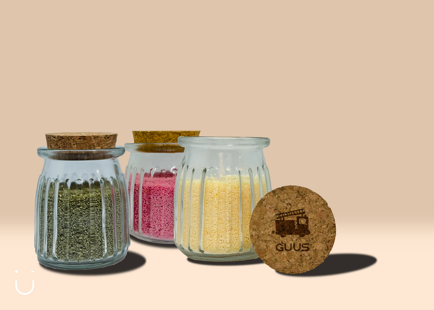 5x Ribbelpotje met kaarszand - Doopsuiker