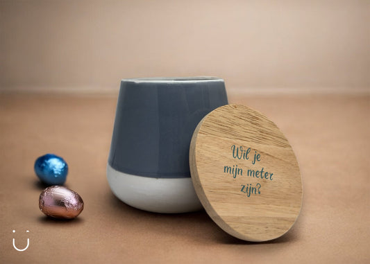 Cadeau voorraadpot - Wil jij mijn meter zijn? - Deugeniet - Meter/peter cadeaus