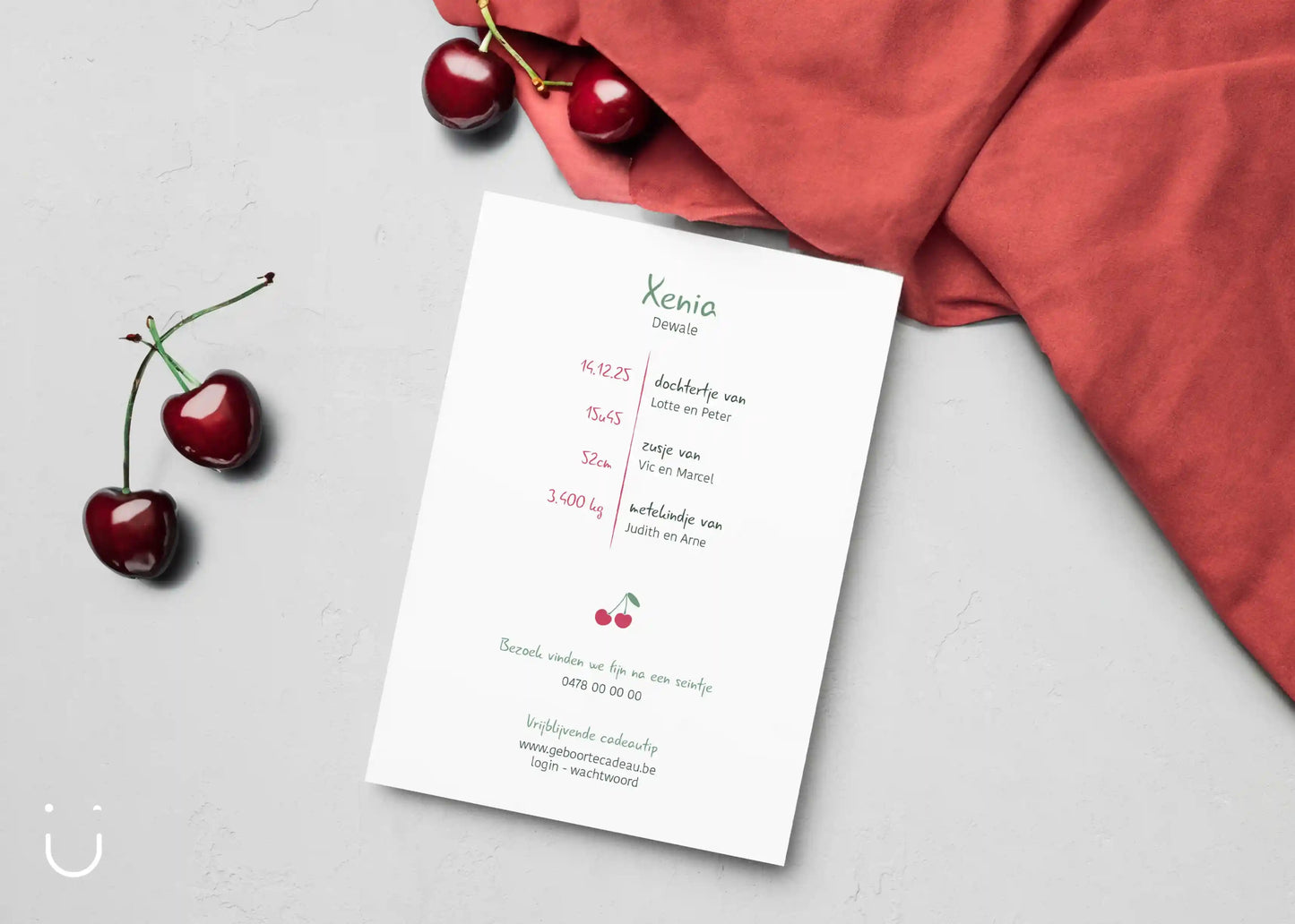 Geboortekaartje "CHERRY" - Deugeniet - Geboortekaartjes