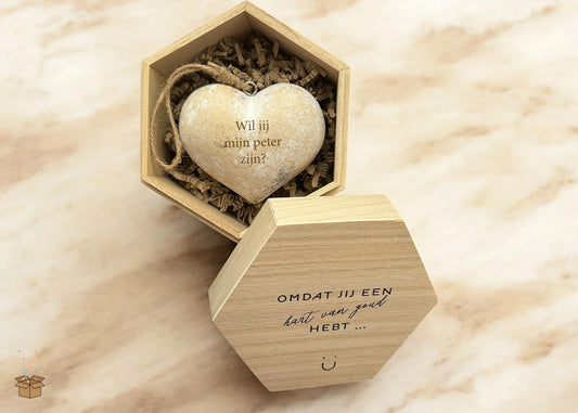 Hartje in doosje - Peter vragen - Deugeniet - Meter/peter cadeaus