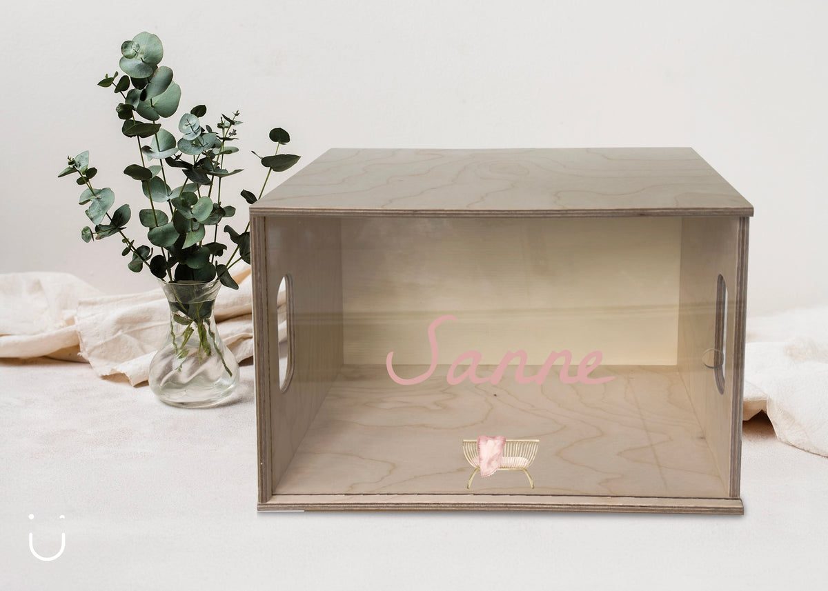 Herinneringsdoos "Babywieg roze" - Deugeniet