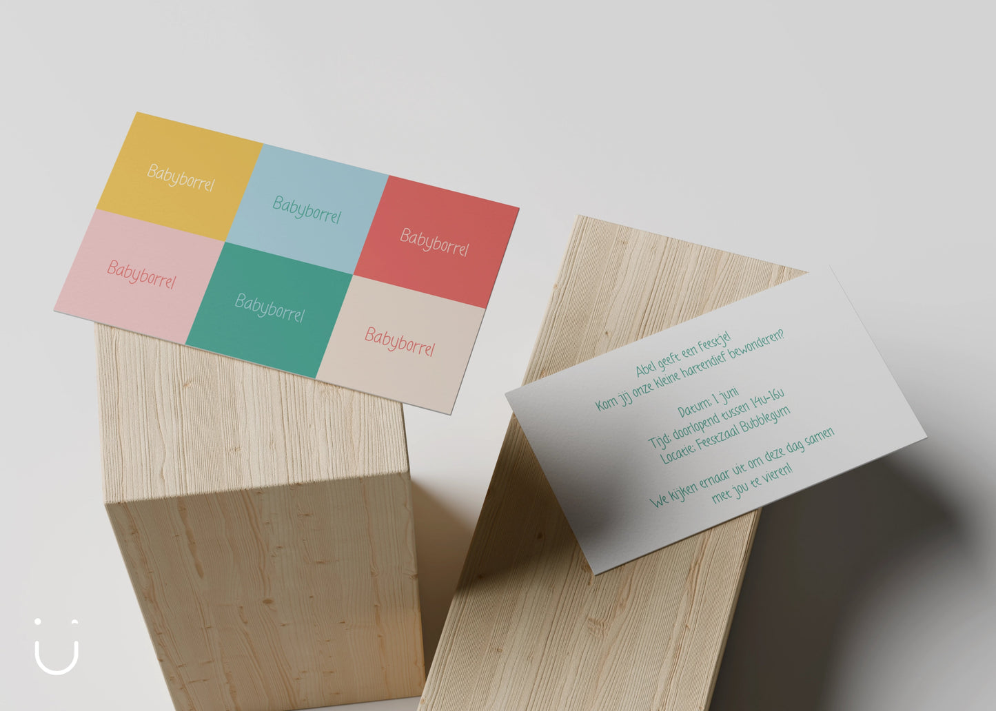 Kleine babyborrel kaartjes "colorblocking" - Deugeniet -
