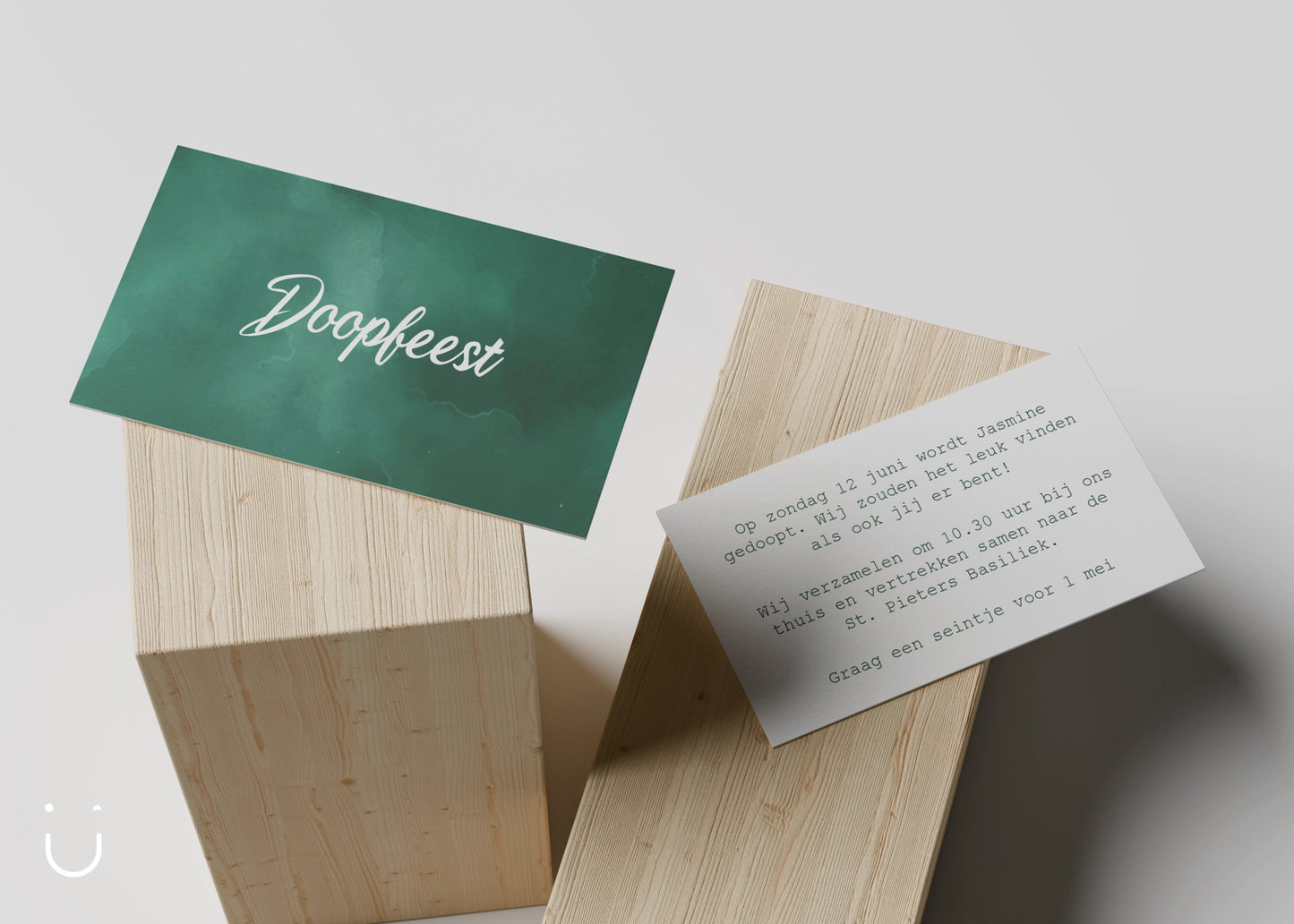 Kleine babyborrel kaartjes "Gold & green" - Deugeniet -