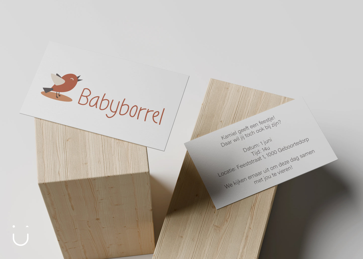 Kleine babyborrel kaartjes "Vogeltje kamiel" - Deugeniet -