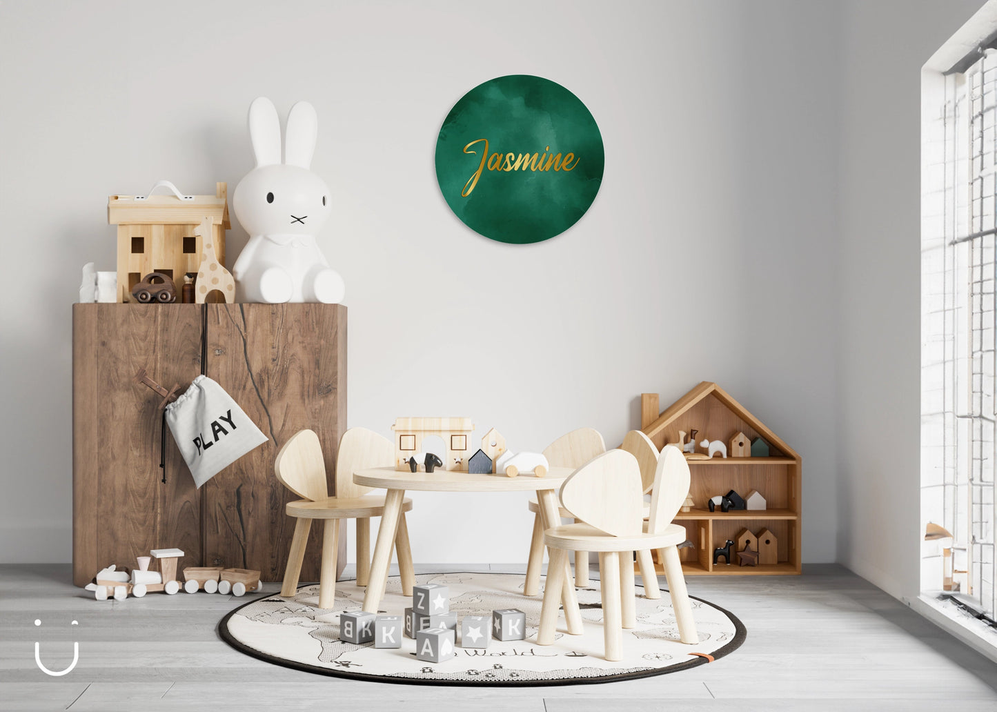 Muurcirkel "Gold & green" - Deugeniet - Muurcirkel babykamer