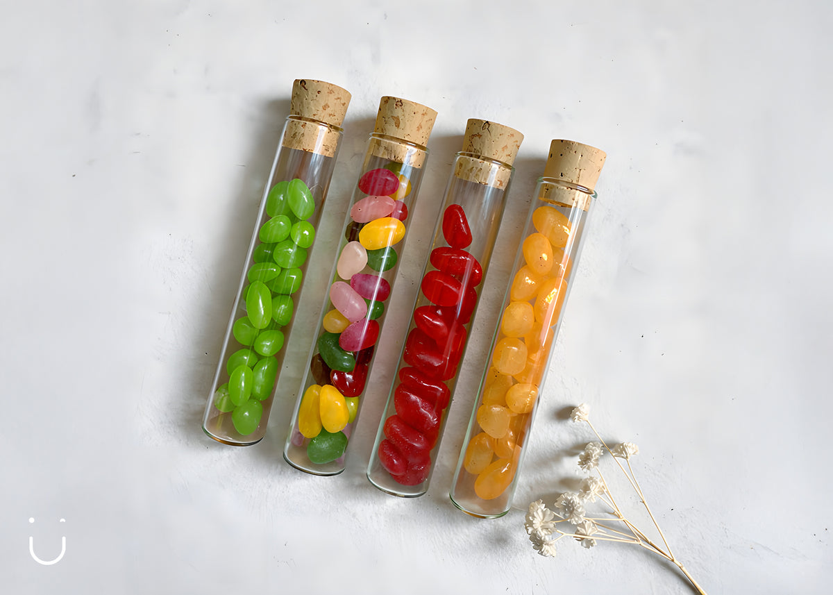 Proefbuisje met jellybeans - Doopsuiker