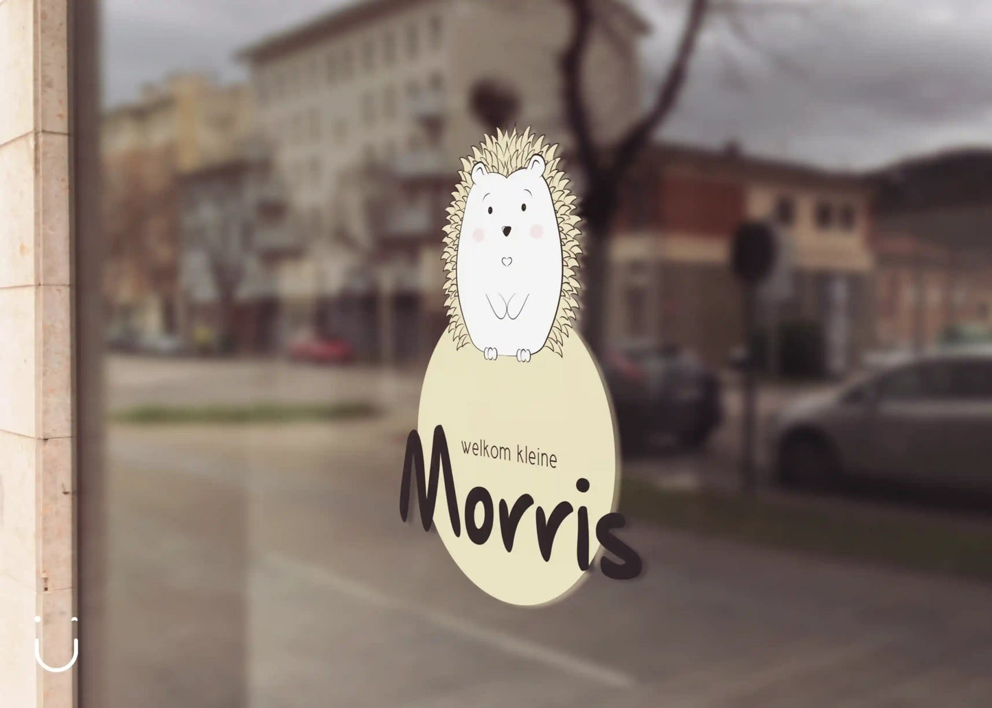 Raamsticker "Egel Morris" - Deugeniet - Raamsticker geboorte