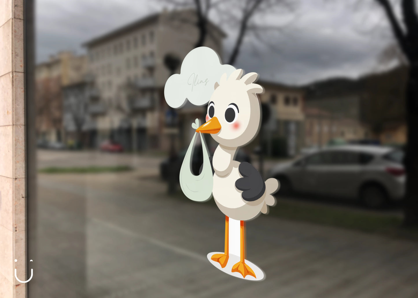 Raamsticker "Ooievaar" jongen - Deugeniet - Raamsticker geboorte