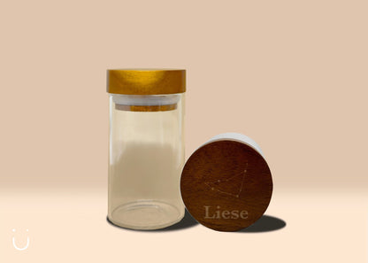 10x Glazen potje, acacia deksel met naam - Deugeniet - Doopsuiker diy