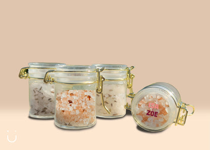 10x Glazen potje met badzout - Deugeniet - Doopsuiker diy