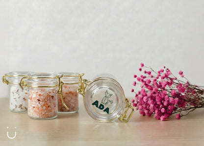 10x Glazen potje met badzout - Doopsuiker - Deugeniet - 100% afgewerkt