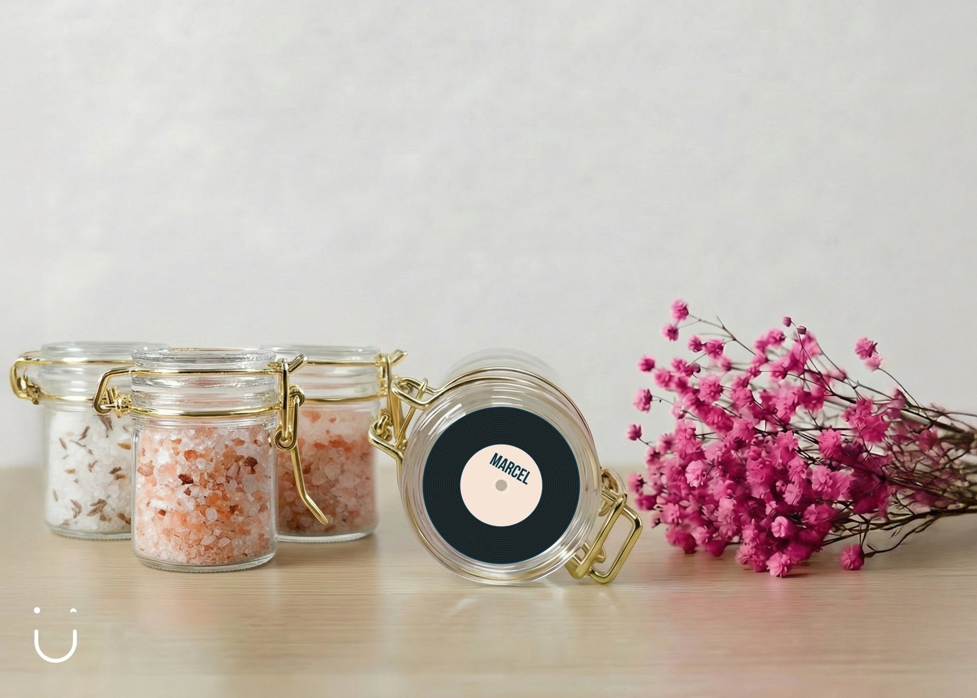 10x Glazen potje met badzout - Doopsuiker - Deugeniet - 100% afgewerkt