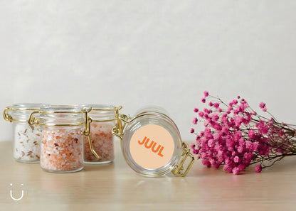 10x Glazen potje met badzout - Doopsuiker - Deugeniet - 100% afgewerkt