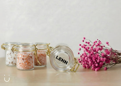 10x Glazen potje met badzout - Doopsuiker - Deugeniet - 100% afgewerkt