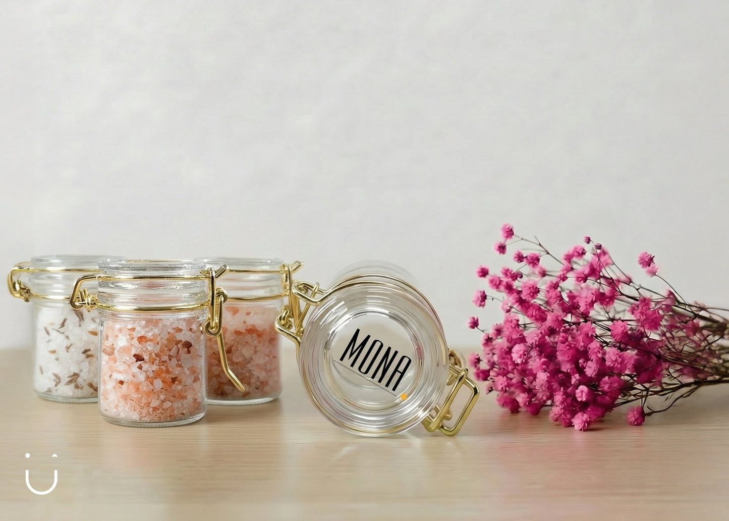 10x Glazen potje met badzout - Doopsuiker - Deugeniet - 100% afgewerkt