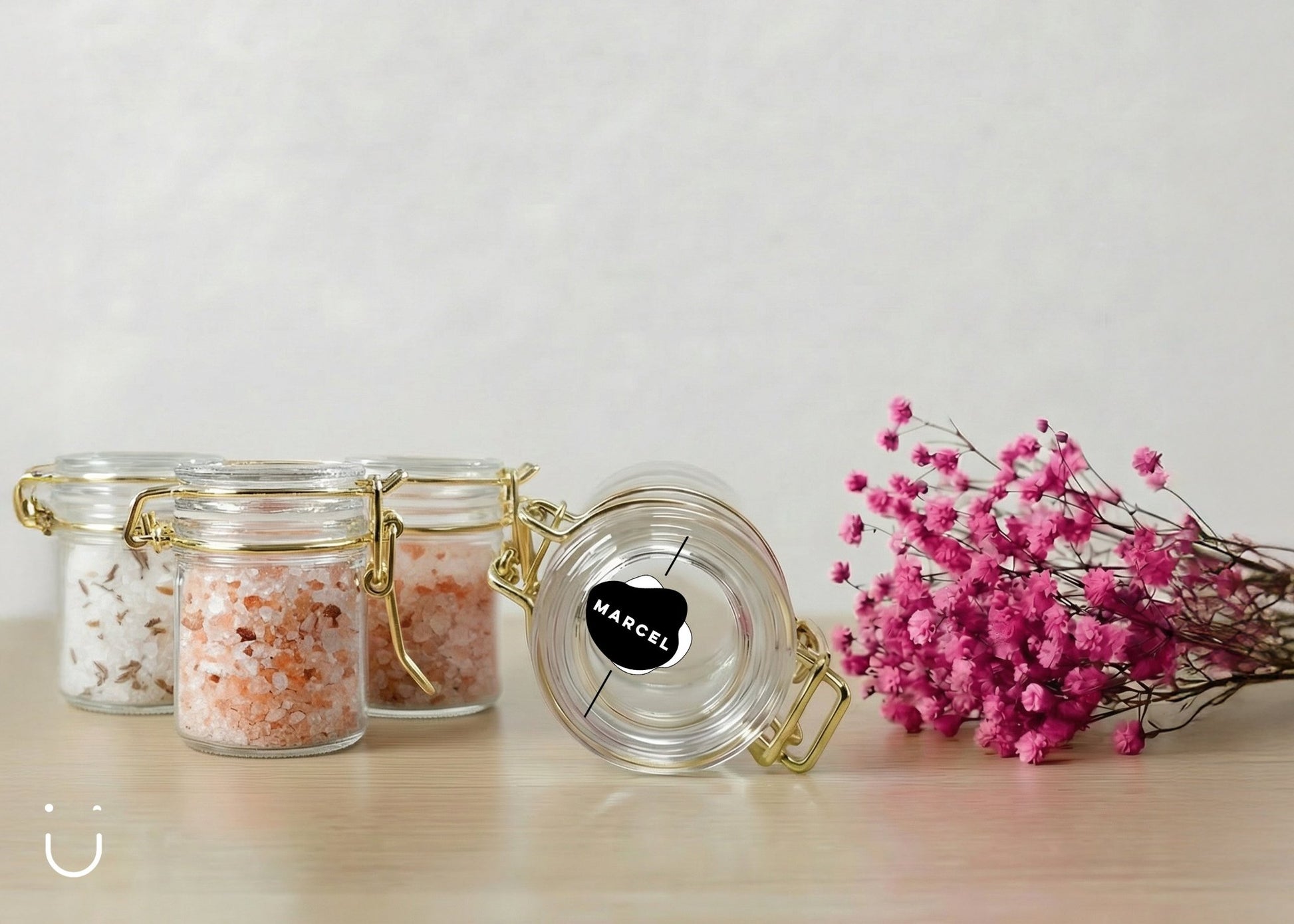 10x Glazen potje met badzout - Doopsuiker - Deugeniet - 100% afgewerkt