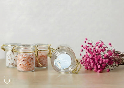 10x Glazen potje met badzout - Doopsuiker - Deugeniet - 100% afgewerkt