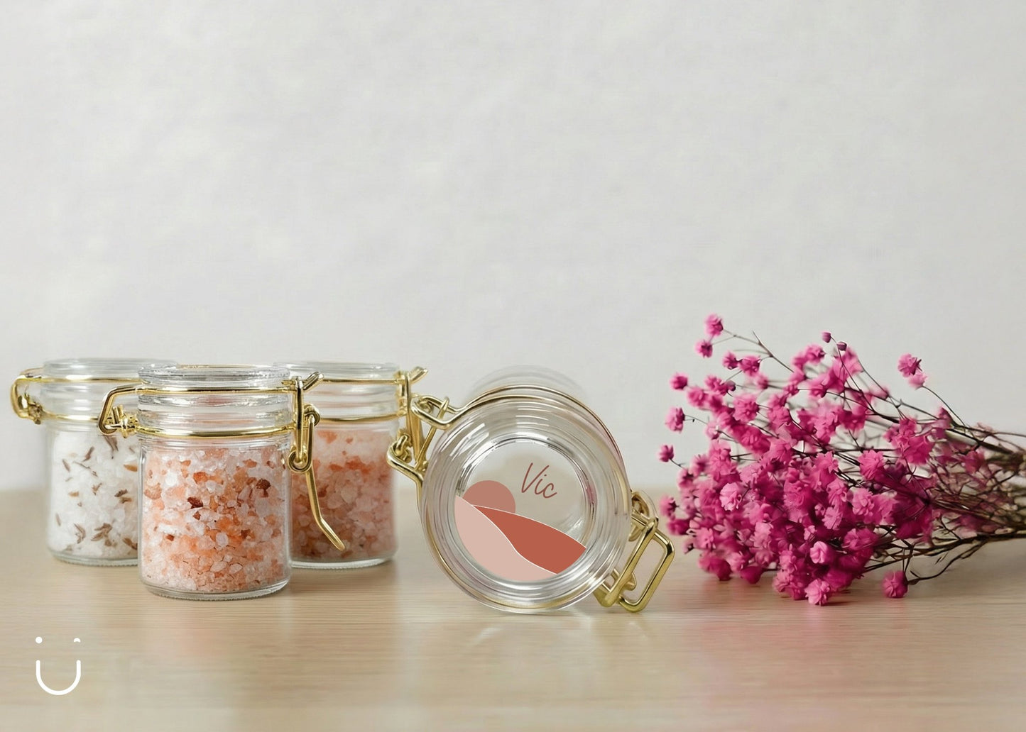 10x Glazen potje met badzout - Doopsuiker - Deugeniet - 100% afgewerkt