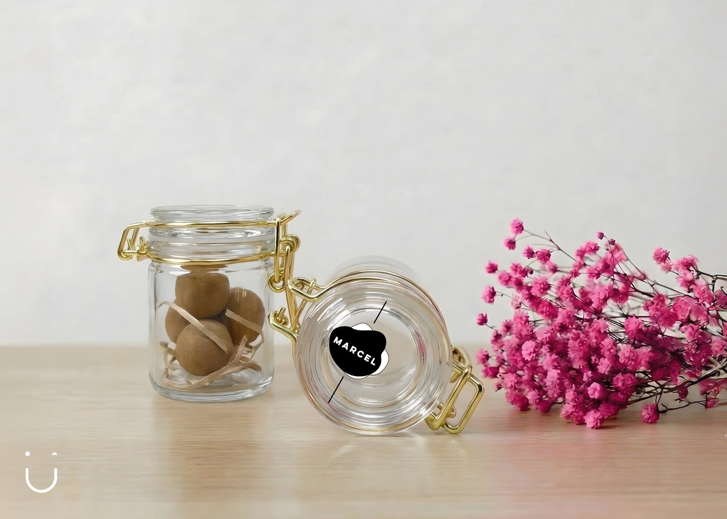 10x Glazen potje met bloembommetjes - Doopsuiker - Deugeniet - 100% afgewerkt