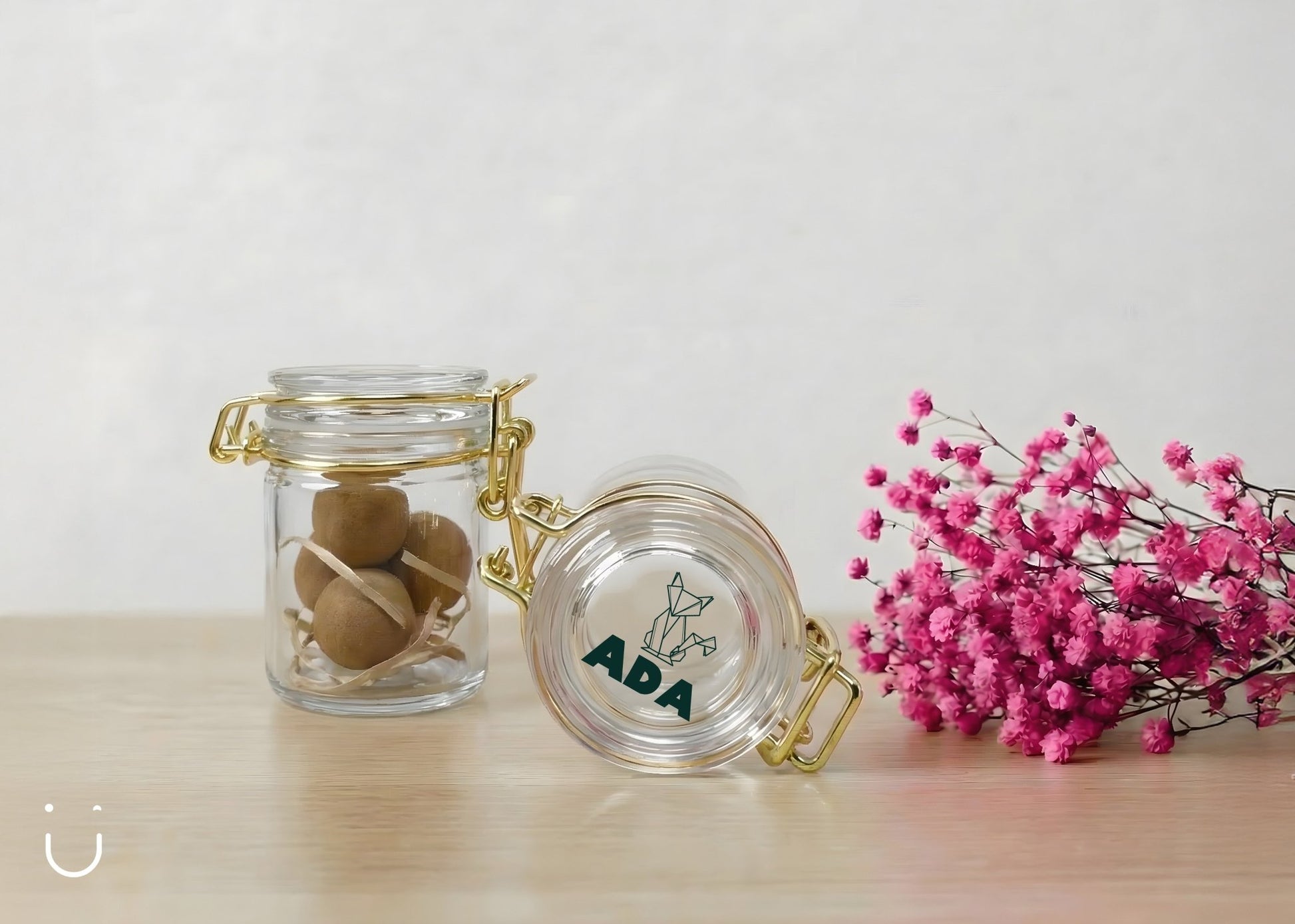 10x Glazen potje met bloembommetjes - Doopsuiker - Deugeniet - 100% afgewerkt