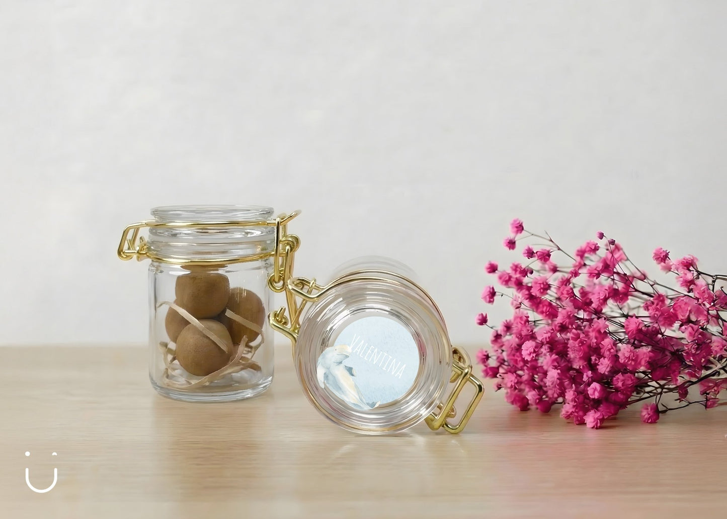 10x Glazen potje met bloembommetjes - Doopsuiker - Deugeniet - 100% afgewerkt