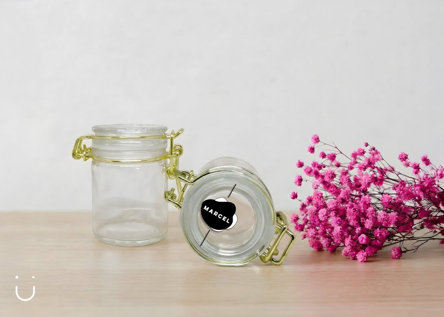 10x Glazen potje met bloembommetjes - Doopsuiker - Deugeniet - 100% afgewerkt