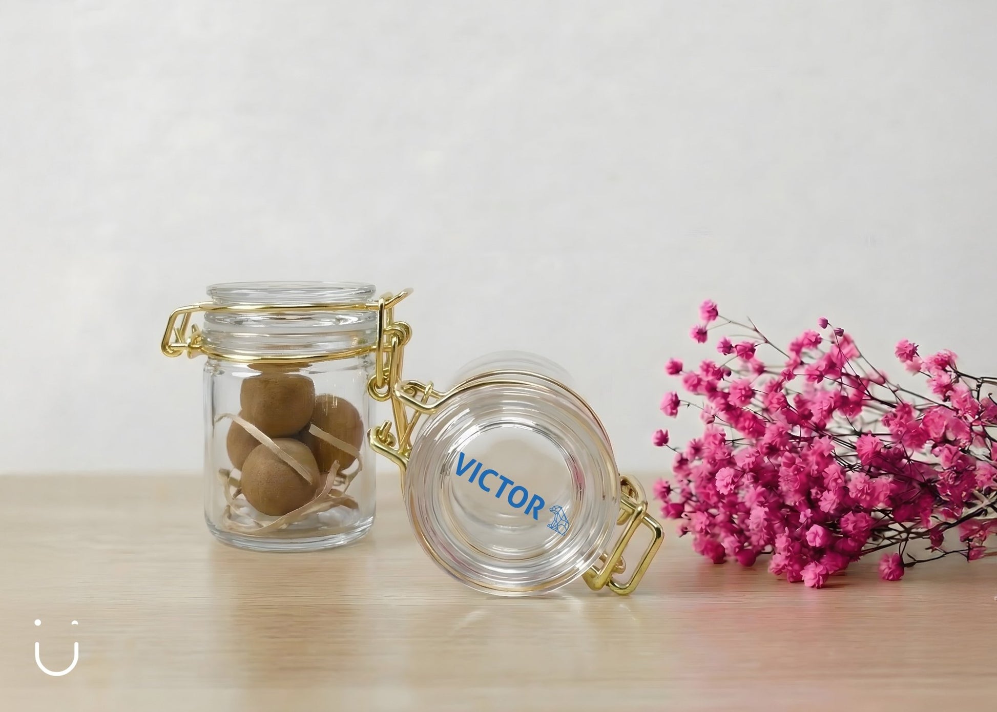 10x Glazen potje met bloembommetjes - Doopsuiker - Deugeniet - 100% afgewerkt